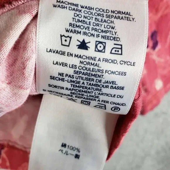 Lands End Shirt Women's Plus Size 2X Navy Red Floral Long Sleeve Tee Cotton - Picture 7 of 8